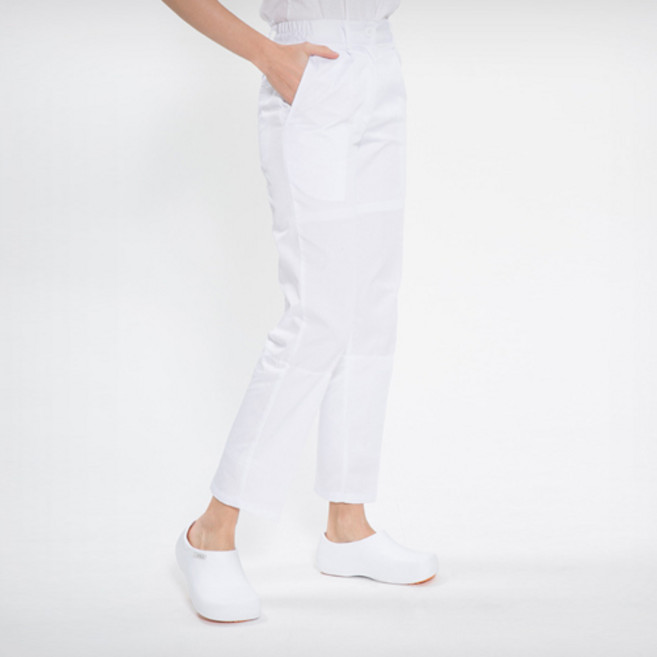 여성용 허리밴딩 식품 위생복 식품공장 주방복 바지 (화이트)