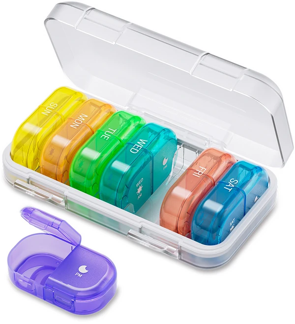 조빈니타 완벽 밀폐 일주일 약통, 무지개 2칸, 1개 - 쿠팡