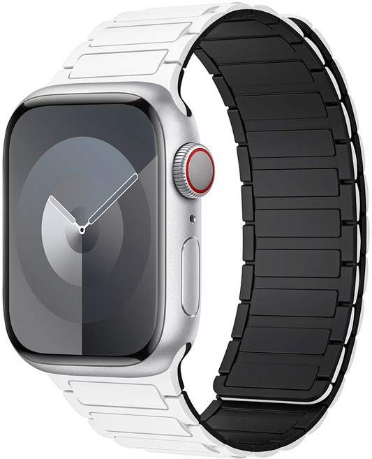 Fegwilde 애플워치 호환 마그네틱 실리콘 스포츠 스트랩 46/49/45/44/42/41/40/38mm 11 10 9 8 7 6 3 SE1/2/3 자석 울트라1/2/3 밴드, 흰색검은색