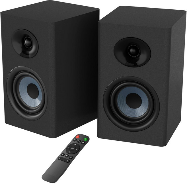 SAUNGYU 북쉘프스피커 100W 2채널 액티브 블루투스 앰프내장형 TV 컴퓨터 PC 데스크탑 연결 ARC USB DAC RCA 옵티컬 지원, BK4020D, A블랙