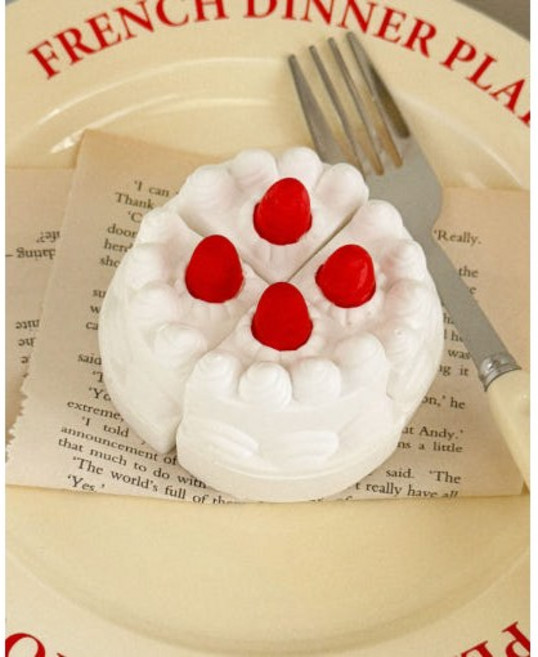 딸기 조각 케이크 4p 세트 석고방향제 인테리어 소품, 실버마운틴