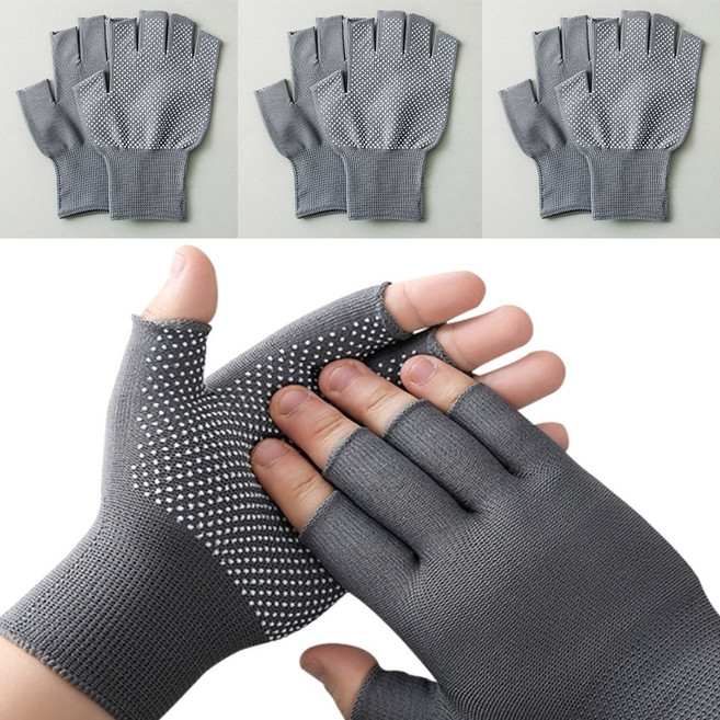 휴모드 논슬립 아웃도어 스포츠 작업용 다용도 실속 반장갑, 3개, 그레이