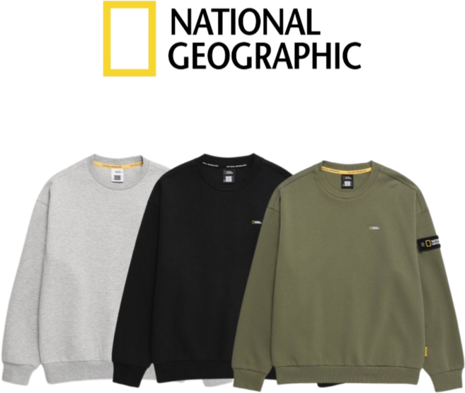 (국내정품 A/S가능) 내셔널지오그래픽 맨투맨 남녀공용 간절기 데일리 벨룩스 세미 오버핏 티셔츠