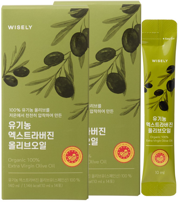 와이즐리 최저산도 0.1 냉압착 스페인산 엑스트라버진 올리브오일 스틱, 28개, 10ml