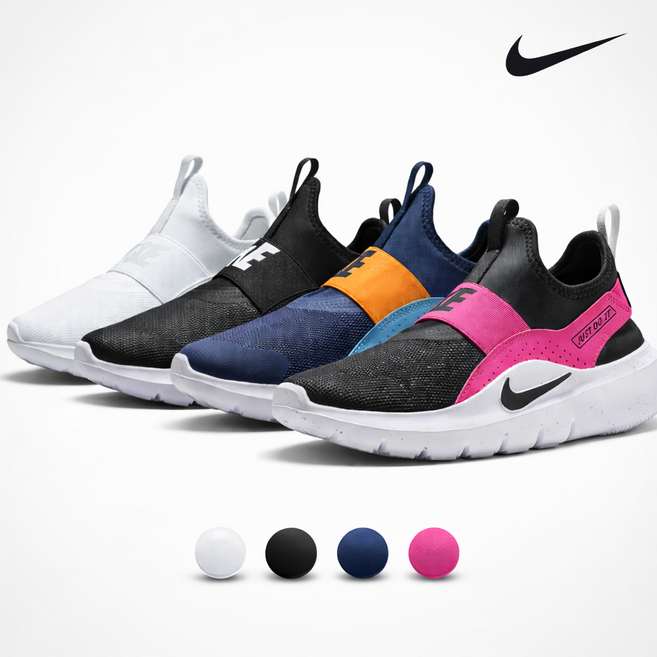 백화점 정품 매장판 나이키 플렉스 러너 4 유연한 부티 스타일 디자인으로 쉽게 신을 수 있으며 신축성 있는 스트랩이 안정적인 핏과 자연스럽게 움직임을 도와주는 아이템