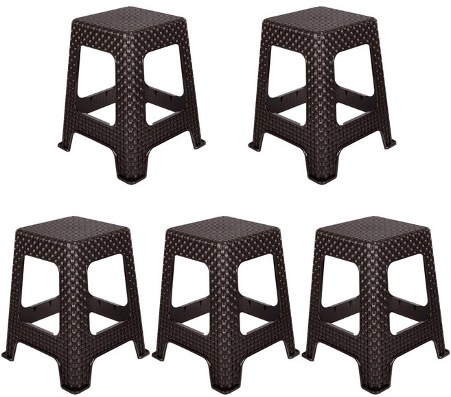 지오리빙 플라스틱 의자, 라탄의자 사각(브라운), 5개