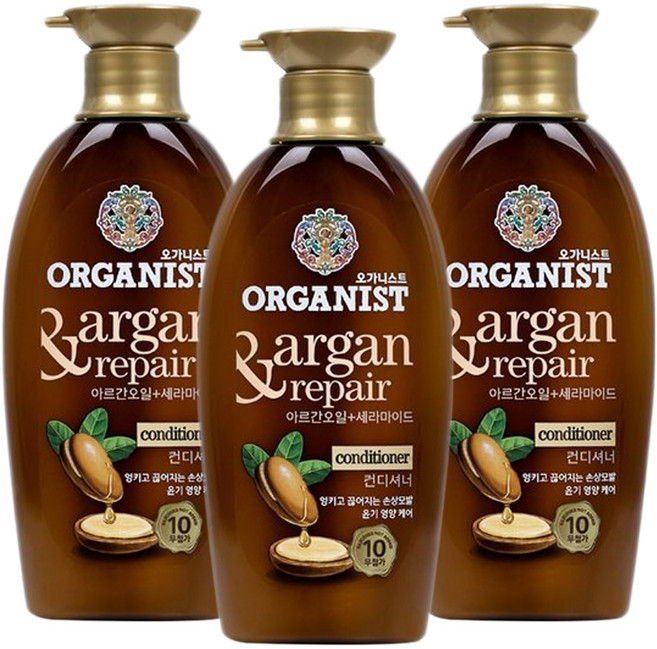 오가니스트 모로코 아르간오일 윤기영양 컨디셔너, 500ml, 3개