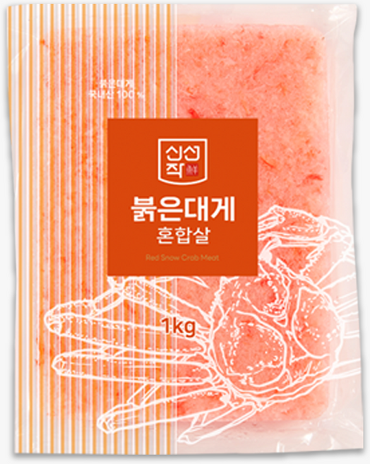 (사업자용) [신선작] 붉은대게 3단혼합살 1kg x 12p 1박스 (12kg), 1개, 12kg