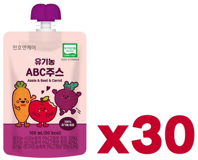 천호엔케어 유기농ABC주스 건강디톡스음료, 30개, 100ml