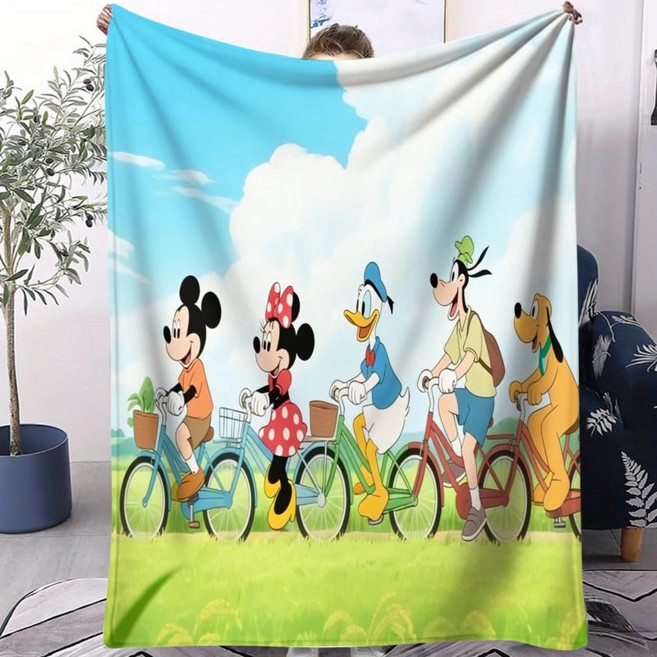 미키프렌즈 사이클링 플란넬 담요 다기능 야외 여행 캠핑에 적합 선물