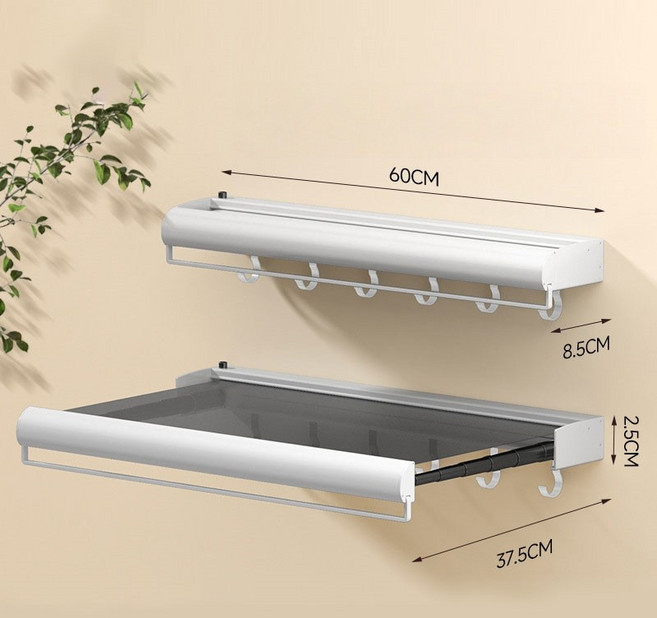 AUDOC 접이식 무타공 욕실선반 접었다폈다 화장실 옷 보관, 43cm, 하이트