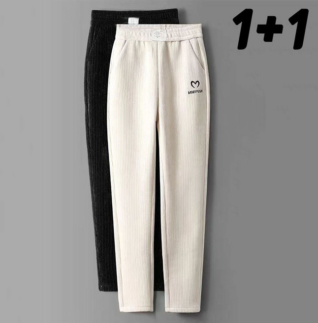 2벌 (1+1) 허리밴딩 골덴바지 날씬해보이는 통바지 봄가을 코듀로이 여성 바지 팬츠