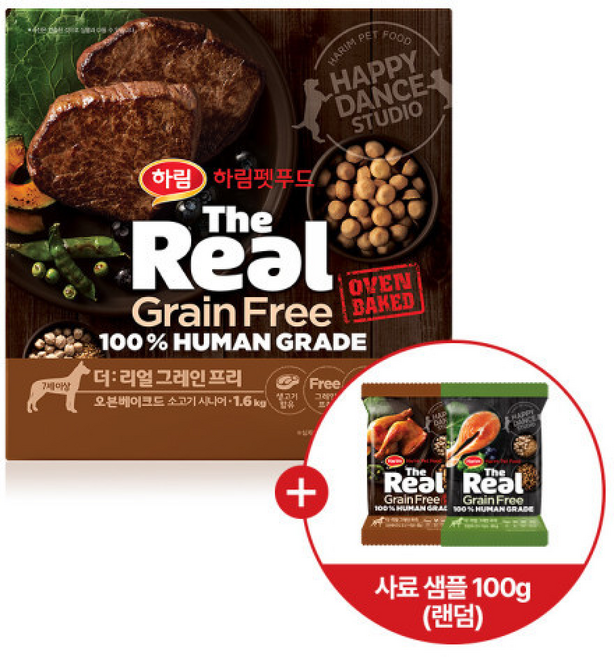 더리얼 그레인프리 오븐베이크드 소고기 시니어 +샘플, 1개, 1.6kg, 소