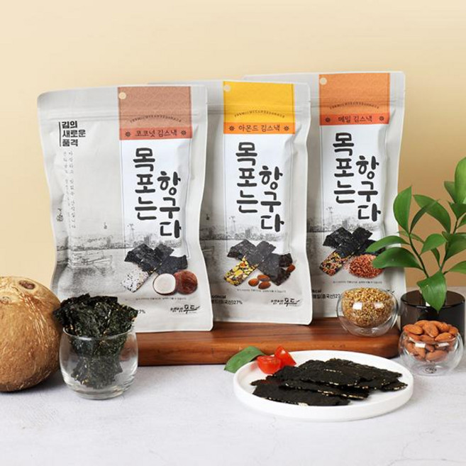 엠엠푸드 4번구운 김부각30gx3봉(아몬드메밀코코넛), 단품, 단품