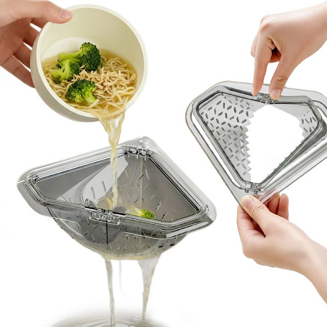 깔끔더하기 주방 싱크대 삼각 음식물 거름망, 1개, 그레이