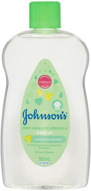 호주 존슨즈 Johnson's Baby Oil 알로에베라 & 비타민E 어린이 바디오일, 5개, 500ml