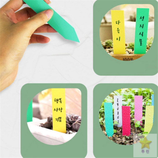 투린 화분 이름꽂이 100개입 꽃이름표, 5x1 화이트