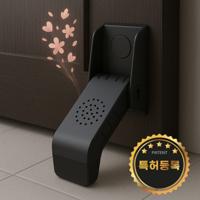 힙톡 도어스토퍼 현관문 스토퍼 현관 말발굽 무타공 자석 도어스토퍼, 블랙+방향제(C.NO5향), 1개