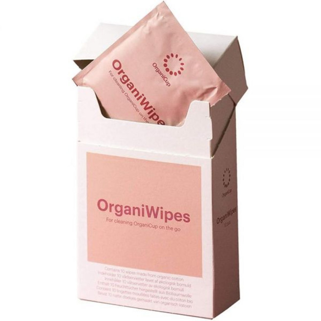 OrganiWipes – 유기농 생리컵 물티슈 10개 무향 비건 - 개별 포장 면 생분해성 캘리포니아에서 제공되지 않음 179974