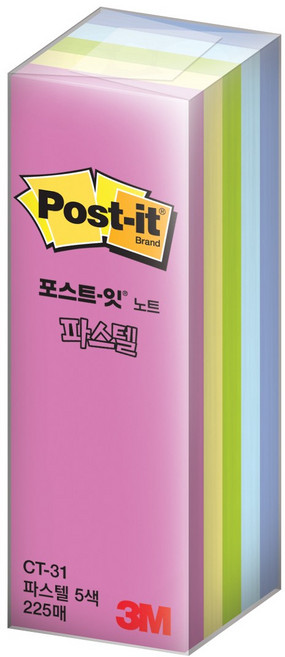 포스트잇 파스텔 큐브 노트 25 x 76 mm, 혼합 색상, 225매, 1개