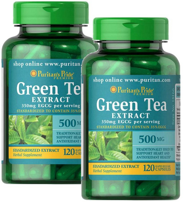 퓨리탄스프라이드 그린티 녹차 추출물 500mg 캡슐 Puritans Pride Green Tea Extract, 2개, 120정