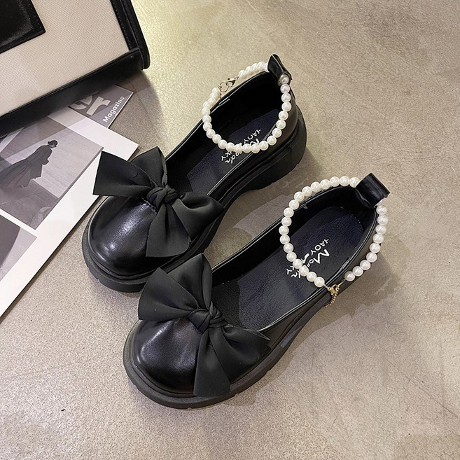 Asure 메리제인슈즈 여성로퍼 진주 단화 나비매듭 구두