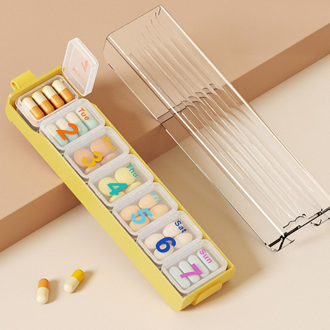 홈블리스마켓 일주일 약통 케이스 영양제보관함, 옐로우, 1개