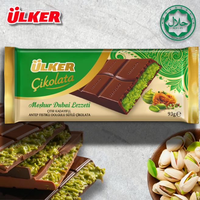 울커 피스타치오&카다이프 밀크 초콜릿 두바이식 터키 초콜렛, 1개, 93g