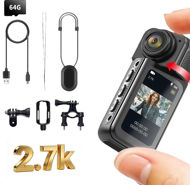 홈해락 2.7K wifi 초소형 맥세이프 액션캠 자전거 오토바이 블랙박스, 블랙, 64G