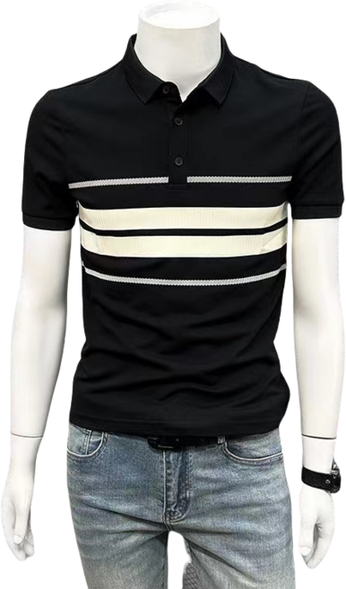 십전십미 여름 칼라 반팔 티셔츠 남자 스트라이프 캐주얼 반팔 티셔츠