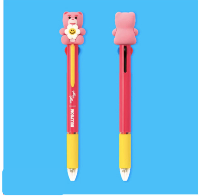 【東京速購】韓國wiggle撞色四色原子筆 0.7mm 可愛角色 學生辦公, 1個, BELLYGOM(粉熊)