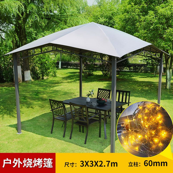 야외바베큐장 대형 원두막 캠핑장 테라스 차양 사각 가제보 파라고 조립식 파고라 정자 카페, E. 4 기둥 파빌리온 3 x 3 x 2.7  야간 조