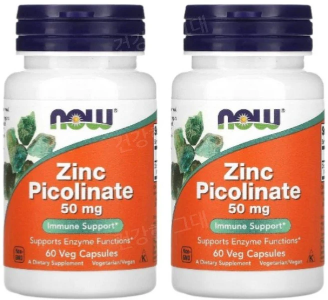 나우푸드 징크 아연 피콜리네이트 Zinc 50mg 베지 60캡슐 x2통, 2개, 60정 - 쿠팡