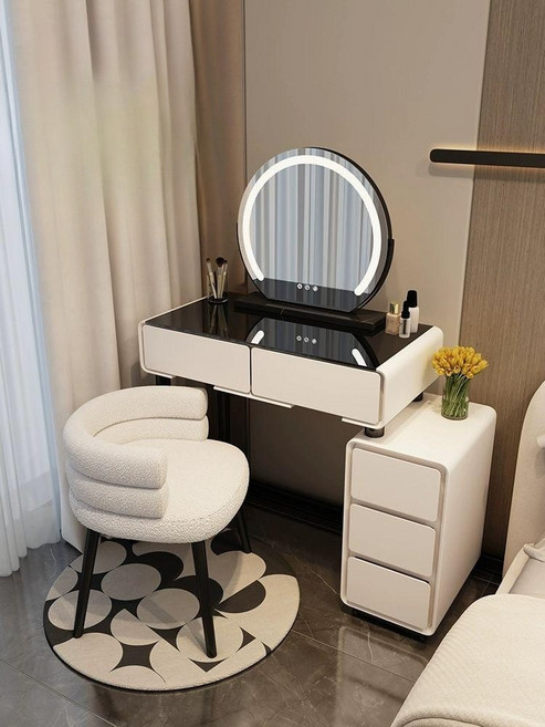 슬림 콘솔형 좁은방 정리대 메이크업 수납 원룸 수납가구, YQ-H5 락 플레이트 상판, 완전 조립 완료, 카키그레이 80cm 화이트 버드스네스트 스툴