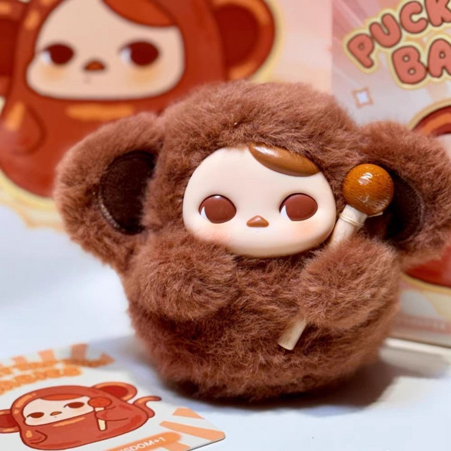 畢奇敲敲系列搪膠發聲毛絨掛件盲盒玩具禮物木魚瑪特PUCKY便宜, 1個, 【木魚智慧】15cm