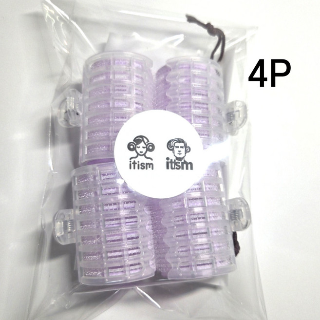 잇즘 집게 구르프 헤어롤 대형 40mm 세트, 4개, 퍼플