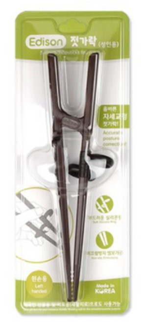 에디슨 젓가락 성인용 올바른 젓가락 자세교정. 외국인선물 환자 재활, 1개, 왼손