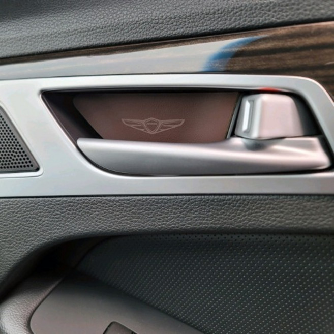 제네시스DH G80 (20년이전) 차량 실내 도어내캐치 가죽 커버, 제네시스 DH G80 (20년이전), 브라운 I 로고무