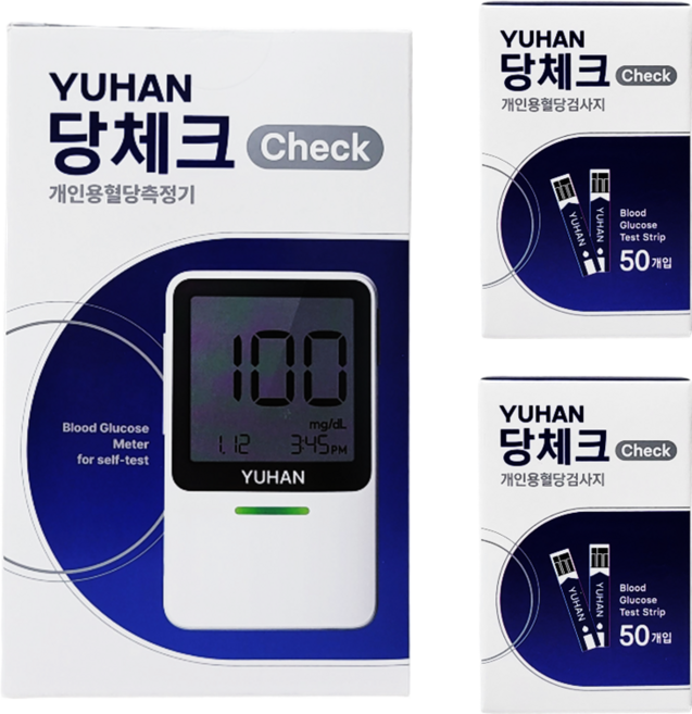 유한 당체크 혈당측정기+혈당검사지50매 2개, 100매, 1세트
