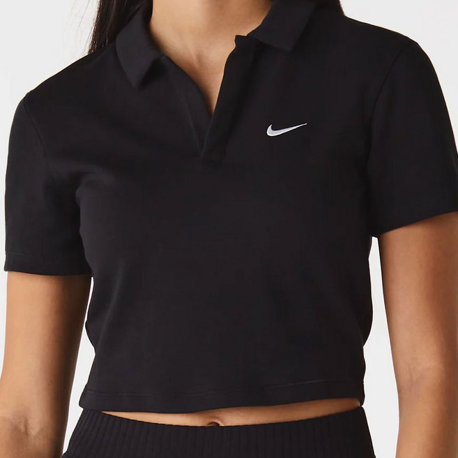 나이키 여성 카라티 반팔티셔츠 크롭반팔티 PK셔츠 클래식 골프 코트 일상생활 상의 검정