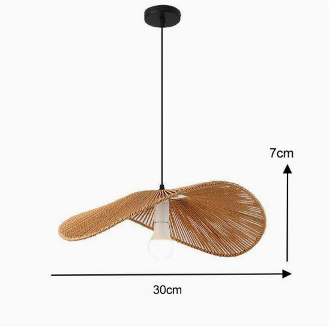 紙繩中古風吊燈 復古麻繩設計 日式風格, B款 暖光