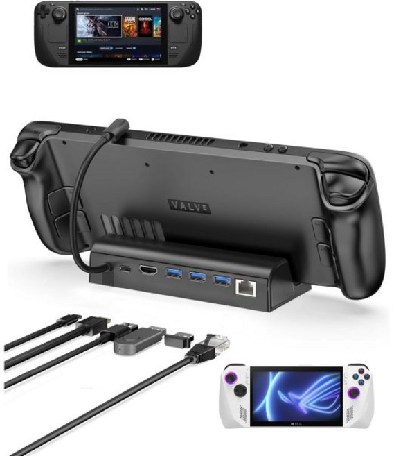 앤탠크 6-in-1 도킹 스테이션 스팀 데크/ROG 얼라이 데크 도크 HDMI 2.0 4K60Hz 기가비트 1000Mbps 이더넷 100W PD 고속 충전 및 3개 USB-A, Steam deck dock, 1개