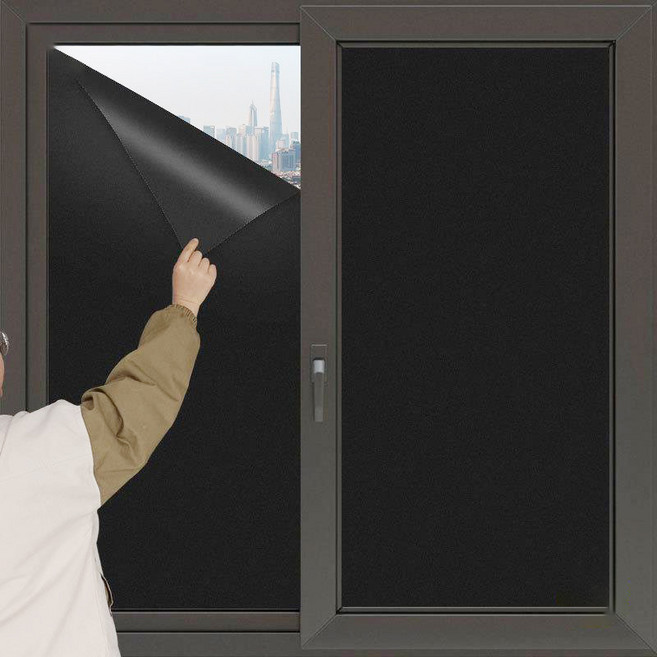 무점착 유리창 시트지 열차단 자외선차단 사생활보호, 올블랙 암막