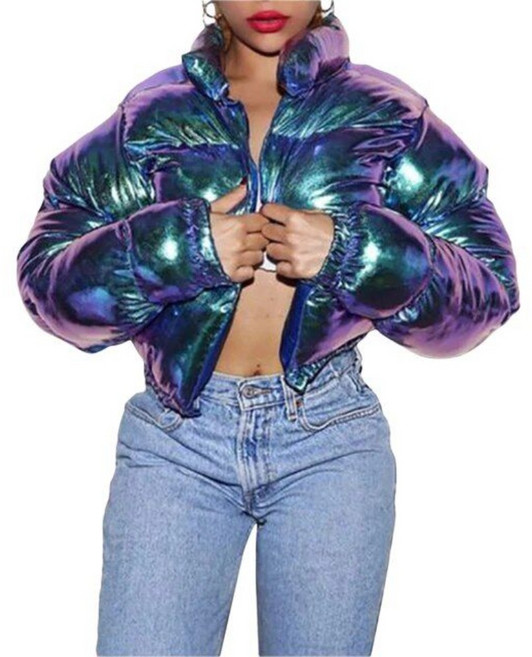 여성 광택 비닐 패딩점퍼 자켓