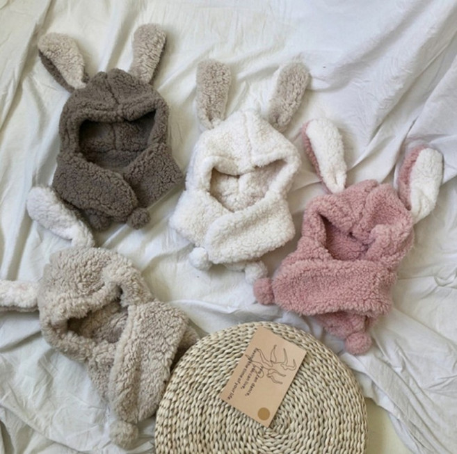 아동 어린이 뽀글이 토끼워머 후드 넥워머 목도리 모자 겨울