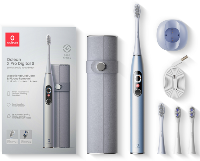 APP연동 오클린 X Pro 디지털 Oclean X Pro Digital 스마트 터치 스크린 전동칫술 분당 84000회 IPX7방수 1년무상A/S, 실버세트, 1개, 실버세트