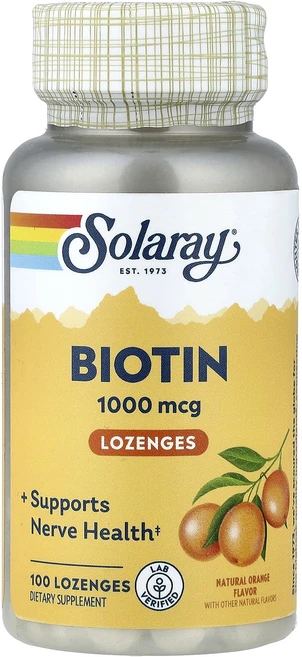 Solaray 비오틴 천연 오렌지 1000mcg 사탕 정제 100정, Solaray비오틴천연오렌지1000mcg사탕정제100정, 1개 - 쿠팡