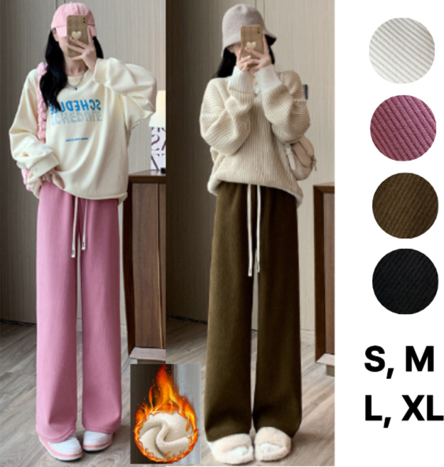 블라썸 겨울 벨벳 고급형 코듀로이 골덴 골지 기모 허리밴딩 와이드 팬츠 슬랙스