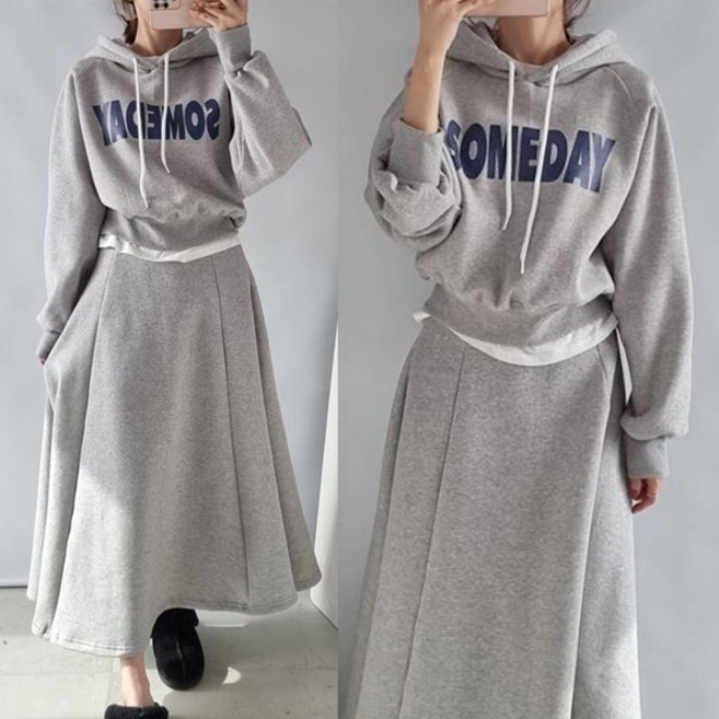 마이쏭 SOME후드롱스커트세트 빅사이즈 여성스러운 셋업
