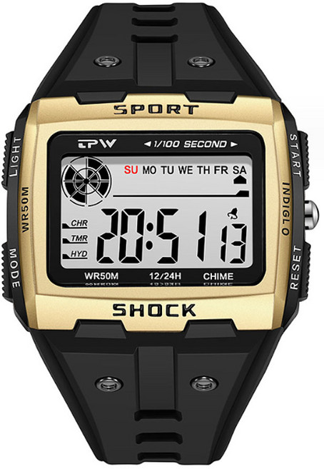 애코럭키 스포츠 군인시계 학생 군인 알람 스톱워치 방수 달력